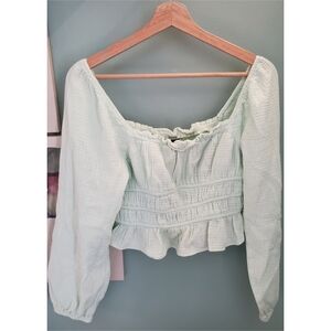 wild fable Mint Green Smocked Peasant Top - Women